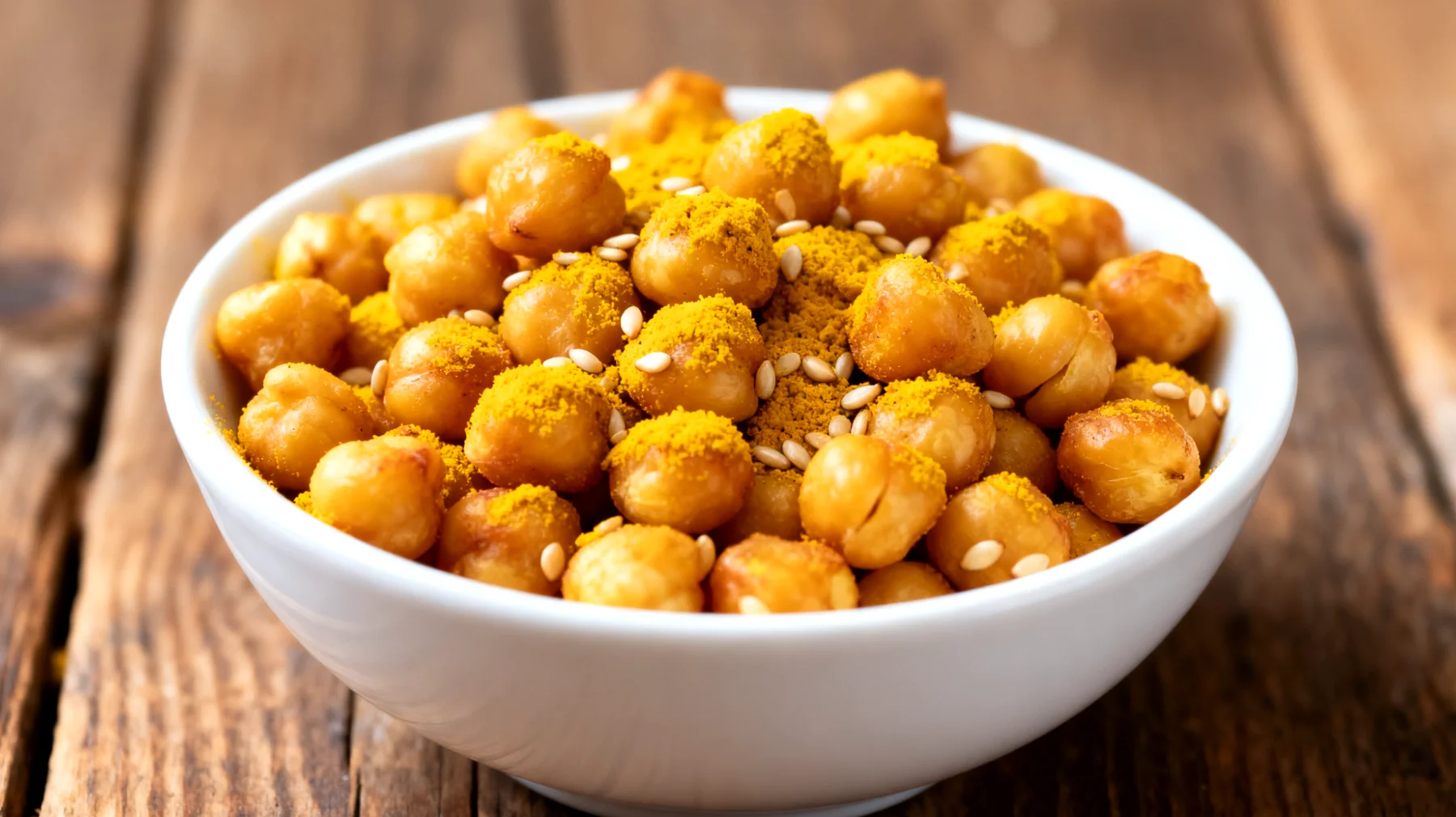 Geröstete Kichererbsen mit Kurkuma und Sesam"